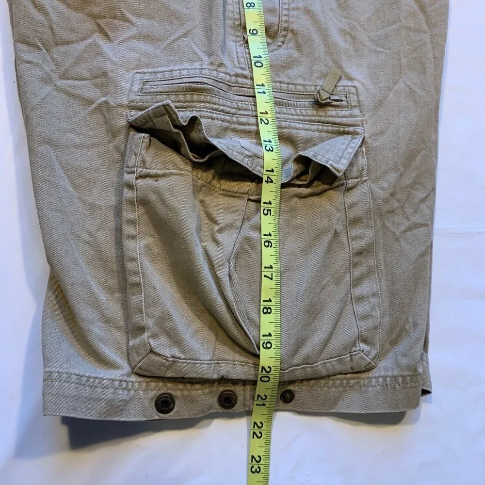Vintage Lee Dungarees Cargo Shorts Mens 32x11 Longer‎ Length Heavyweight Khaki